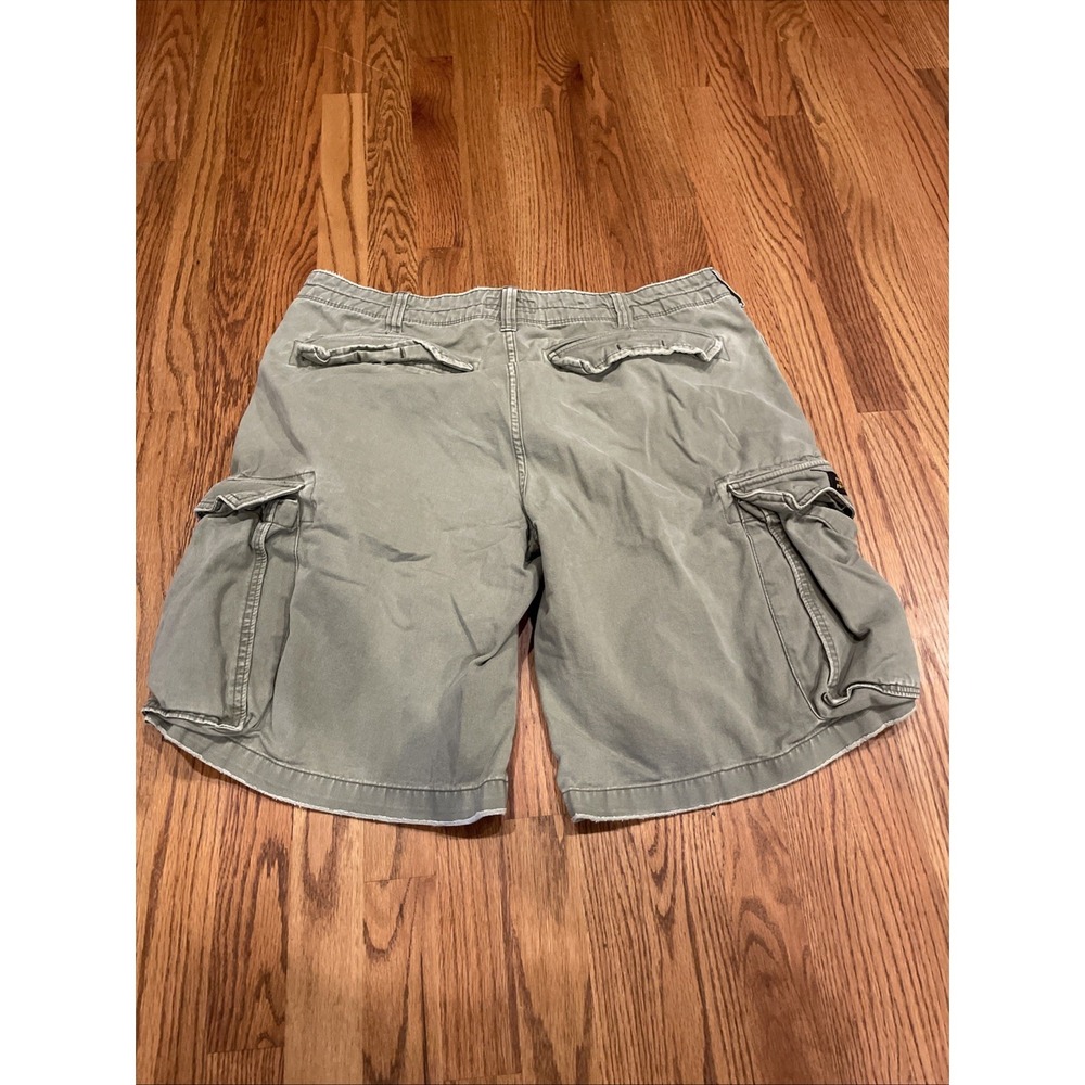 Polo Jeans Company Ralph Lauren Cargo Shorts Mens 38 Green Distressed Frayed Hem - Picture 2 of 7